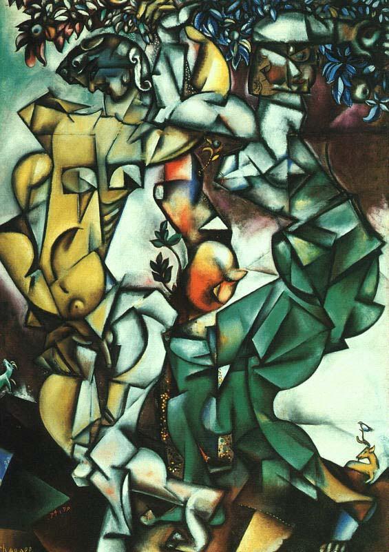 Марк Шагал. Искушение (Адам и Ева). 1912. Холст, масло. 160,5 x 109. Художественный музей, Сент-Луис, США.